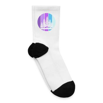 Retro Sunset Pine Forest Circle –  Nature Outdoor  - Tennis Socks - white - Right