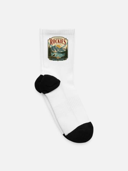 Canadian Rockies Vintage Travel Poster - Tennis Socks - white