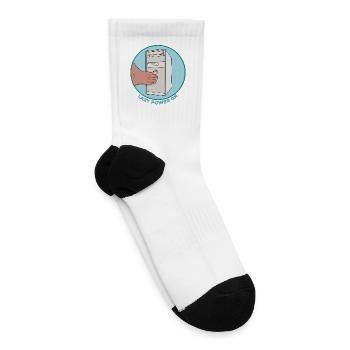 Lazy Power On Retro PC Tower Toe Press Funny Tech - Tennis Socks - white - Right