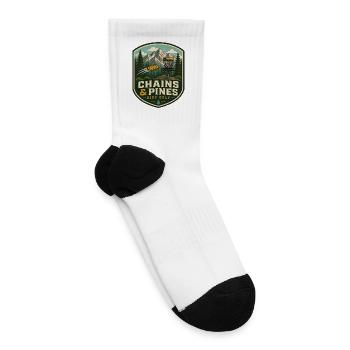 Chains & Pines Disc Golf Crest - Tennis Socks - white - Right