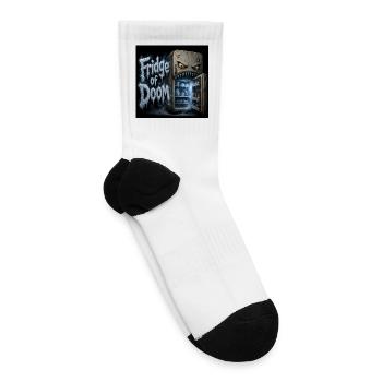 Fridge of Doom - Funny Scary Monster Refrigerator  - Tennis Socks - white - Right
