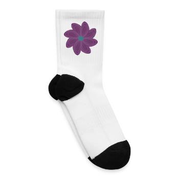 Purple Bloom Teal Center Flower - Tennis Socks - white - Right