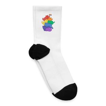 Rainbow Pride Cat - Tennis Socks - white - Right