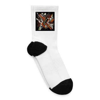 Glitch Art Abstract Geometric Cyberpunk Design - Tennis Socks - white - Right