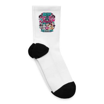 Blue and pink Best Cat Mom Ever - Tennis Socks - white - Right