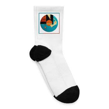 Abstract Cat Orbit Circle - Tennis Socks - white - Right
