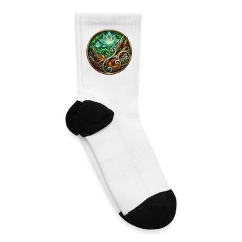 Verdant Arc: Mystic Cannabis Lotus Circle - Tennis Socks - white - Right