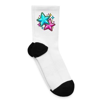 Neon Pink and Blue Stars - Tennis Socks - white - Right