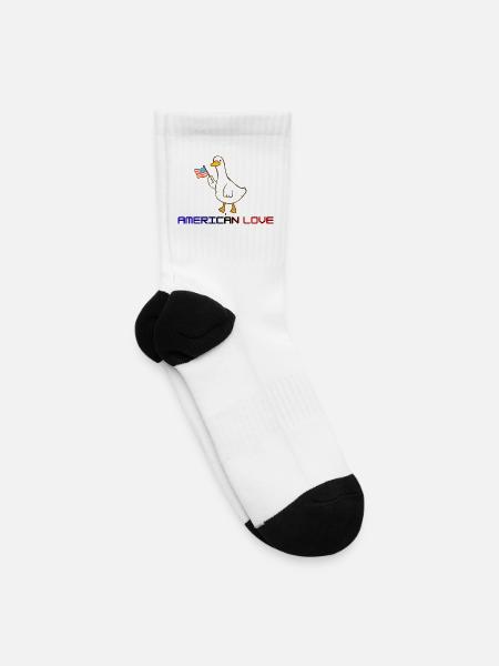 Patriotic Duck Flag - Tennis Socks - white