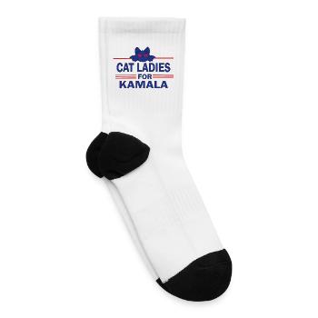 Cat Ladies for Kamala Funny Cat 2024 President - Tennis Socks - white - Right