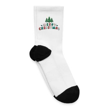Colorful Festive Christmas Trees - Tennis Socks - white - Right