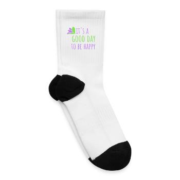 Good Day Be Happy Positive Vibes Motivation Quote - Tennis Socks - white - Right