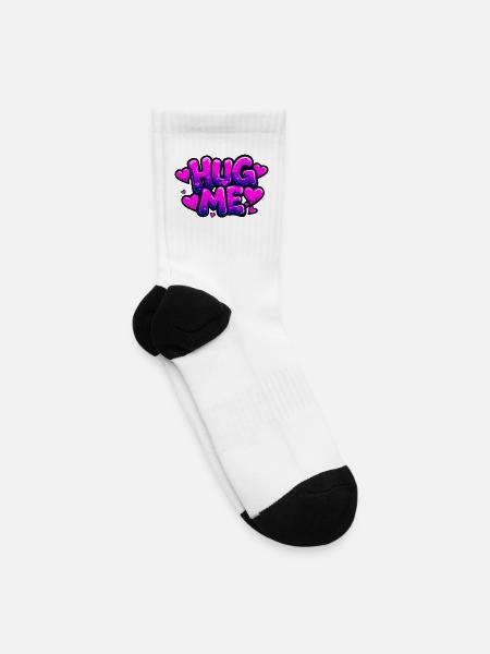 Hug Me – Cute Valentine Love Typography - Tennis Socks - white