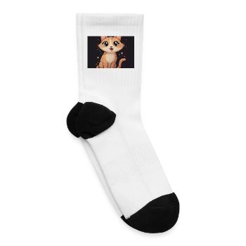 Kawaii Starlight Cat - Tennis Socks - white - Right