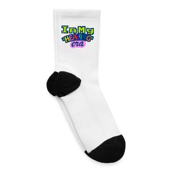 Vibrant Y2K Healing Era Typography - Tennis Socks - white - Right