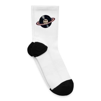 Retro Space Vinyl Record Planet Saturn Music Desig - Tennis Socks - white - Right