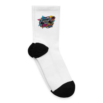 Tropical Summer Retro Vibes - 80s Boombox Art - Tennis Socks - white - Right