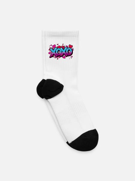 XOXO Love Hearts Graffiti Style - Tennis Socks - white