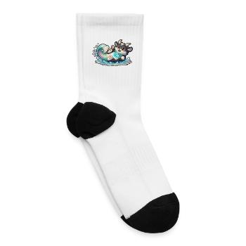CACO - Cute Capricorn Zodiac Sea Goat - Tennis Socks - white - Right