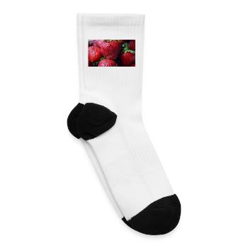 Crimson Strawberry Closeup - Tennis Socks - white - Right