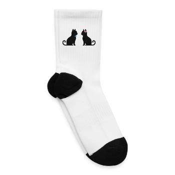 Midnight Bowtie Cats Duo - Tennis Socks - white - Right