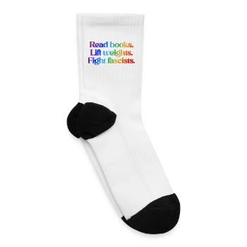 Read Books Lift Weights Fight Fascists - LGBTQ - Tennis Socks - white - Right