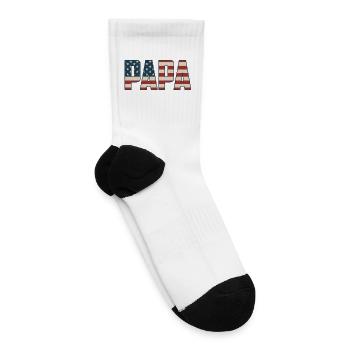 Patriotic Papa Flag Letters - Tennis Socks - white - Right