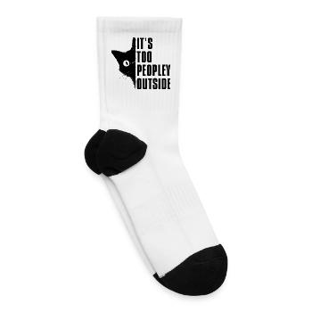 Peeking Cat It’s Too Peopley Outside Funny Cat - Tennis Socks - white - Right