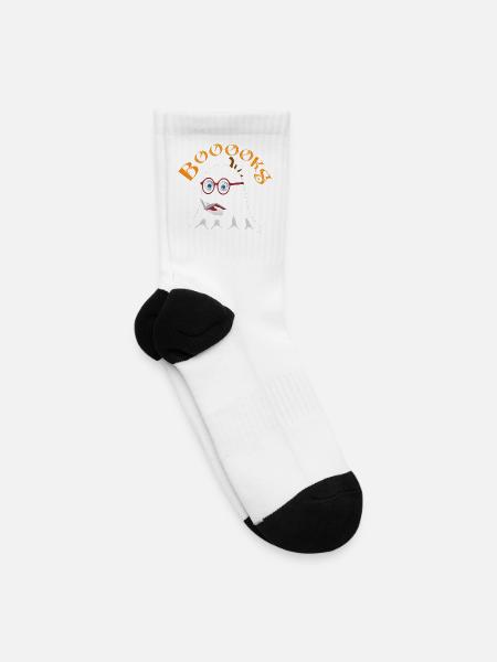 Bookish Ghost with Glasses - Tennis Socks - white