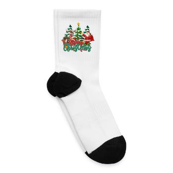 Santa and Christmas Tree Parade - Tennis Socks - white - Right