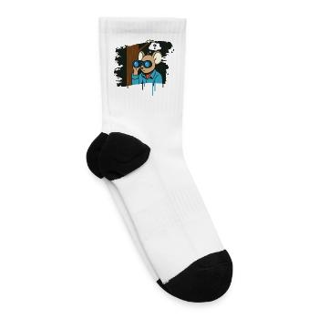 Curious Mouse with Binoculars in Comic Style - Tennis Socks - white - Right