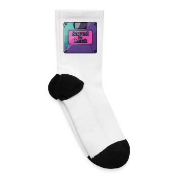 Retro Floppy Disk Funny Saved By Luck Design - Tennis Socks - white - Right