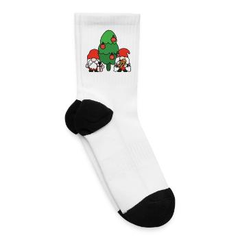Festive Christmas Gnomes with Holiday Tree - Tennis Socks - white - Right