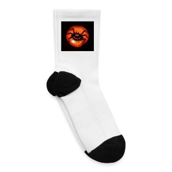 Spiky Haunted Pumpkin Carving - Tennis Socks - white - Right