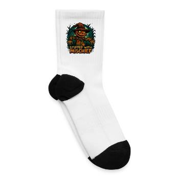 Stuffed with Mischief – Funny Halloween Scarecrow  - Tennis Socks - white - Right