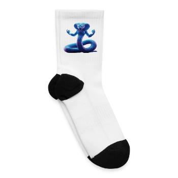 Neon Blue-Purple Fantasy Snake with Glow Eyes - Tennis Socks - white - Right