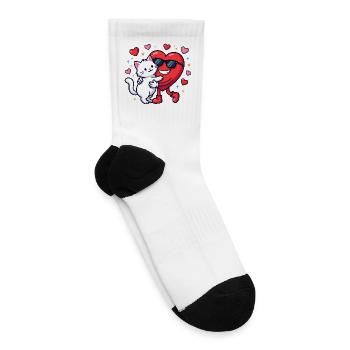 Valentine Cat Owner Funny Cat Valentine - Tennis Socks - white - Right