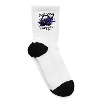 Silent Scream - Mental Noise Glitch Art - Tennis Socks - white - Right
