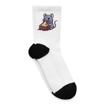Cute mouse rat lasagna Italian food lunchtime - Tennis Socks - white - Right