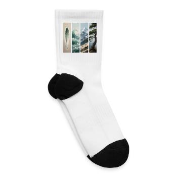 Elemental Nature Feather Wave Mountain Pine Art  - Tennis Socks - white - Right