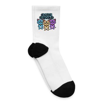 Cute Squad Tri-Eyed Cat Trio - Tennis Socks - white - Right