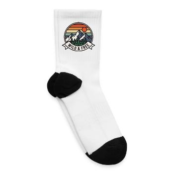 Wild and Free Retro Mountain Sunset Adventure - Tennis Socks - white - Right