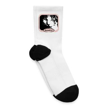 Nocturne Cat Silhouette - Tennis Socks - white - Right