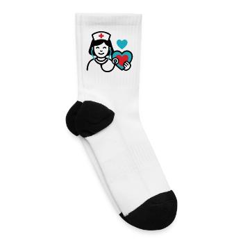  Nurse Heart Stethoscope Caregiver Clinic - Tennis Socks - white - Right