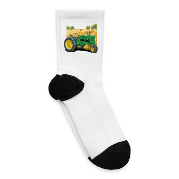 Tractor John in the stubble field - Tennis Socks - white - Right