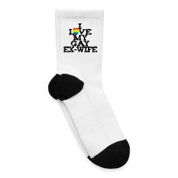 I Love My Gay Ex-WIFE LGBTQ+ Queer Ally Divorce - Tennis Socks - white - Right