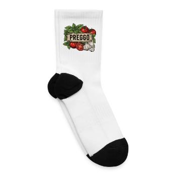 Tomato Basil Garlic Label Art - Tennis Socks - white - Right