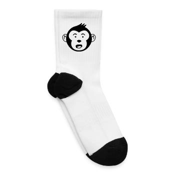 Monkey – Surprised Face - Tennis Socks - white - Right