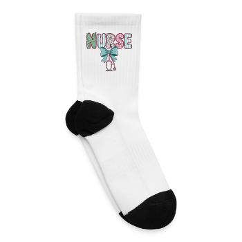 Nurse Floral Stripes with Stethoscope - Tennis Socks - white - Right