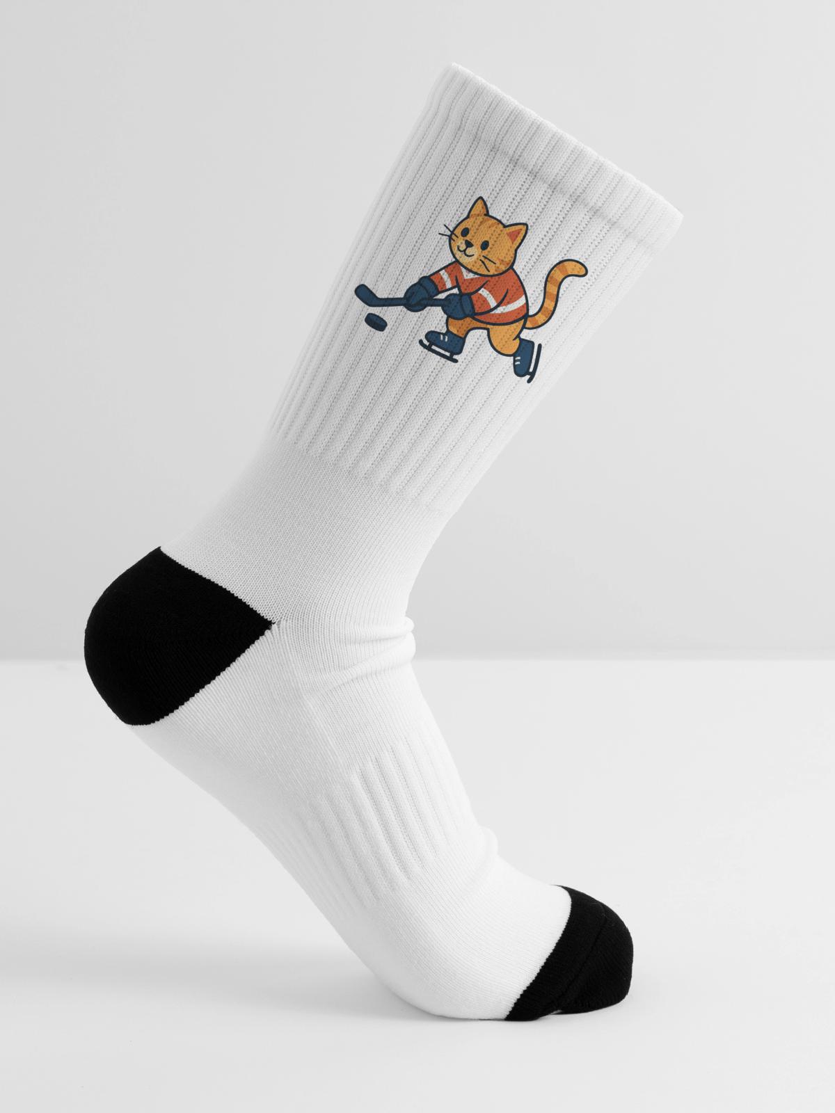 Ice Hockey Cat - Tennis Socks - white - Right